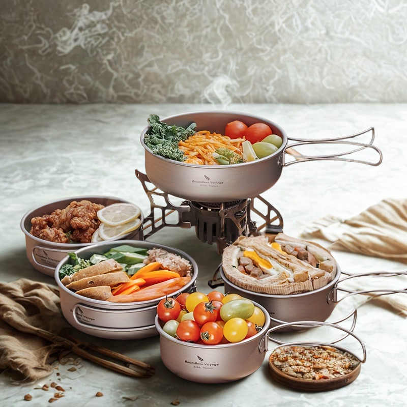 סט סירים יוקרתי לטיולים - טיטניום טהור